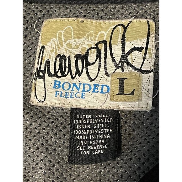 Free World bonded fleece full zip sweater jacket mens large black - Picture 3 of 11